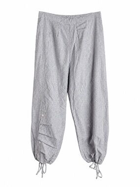 Tulip Women’s Black White Striped 100% Cotton Pants - Ultility Chic. Size: M